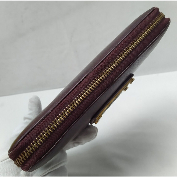 Marc By Marc Jacobs Maroon Leather Zip Around Credit Card Long Wallet - Picture 5 of 16
